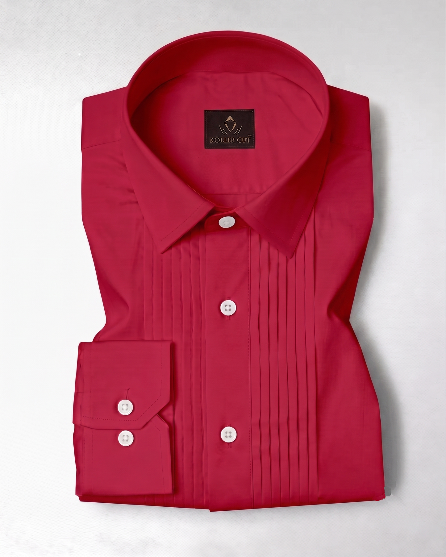 Red Giza Cotton Tuxedo Shirt
