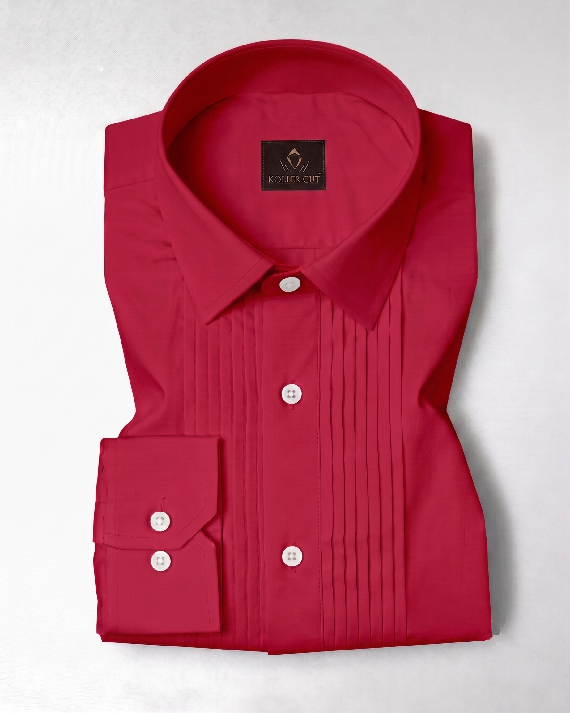 Red Giza Cotton Tuxedo Shirt