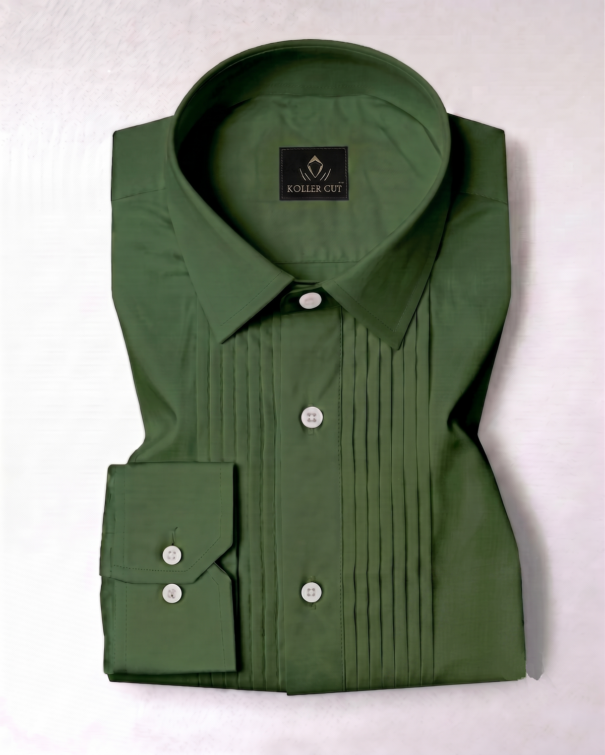 Basil Green Men's Giza Cotton Tuxedo Shirt
