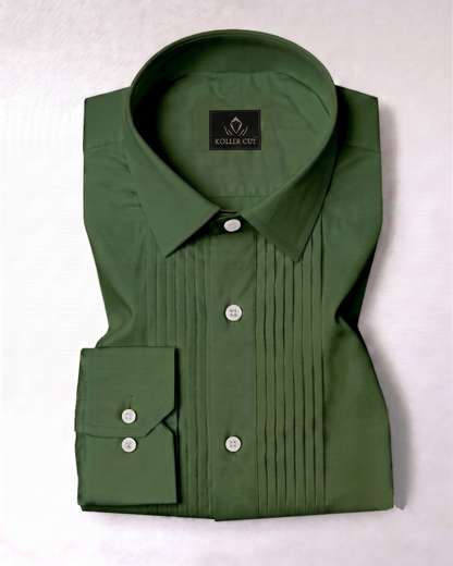 Basil Green Men's Giza Cotton Tuxedo Shirt