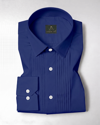 Indigo Blue Giza Cotton Tuxedo Shirt