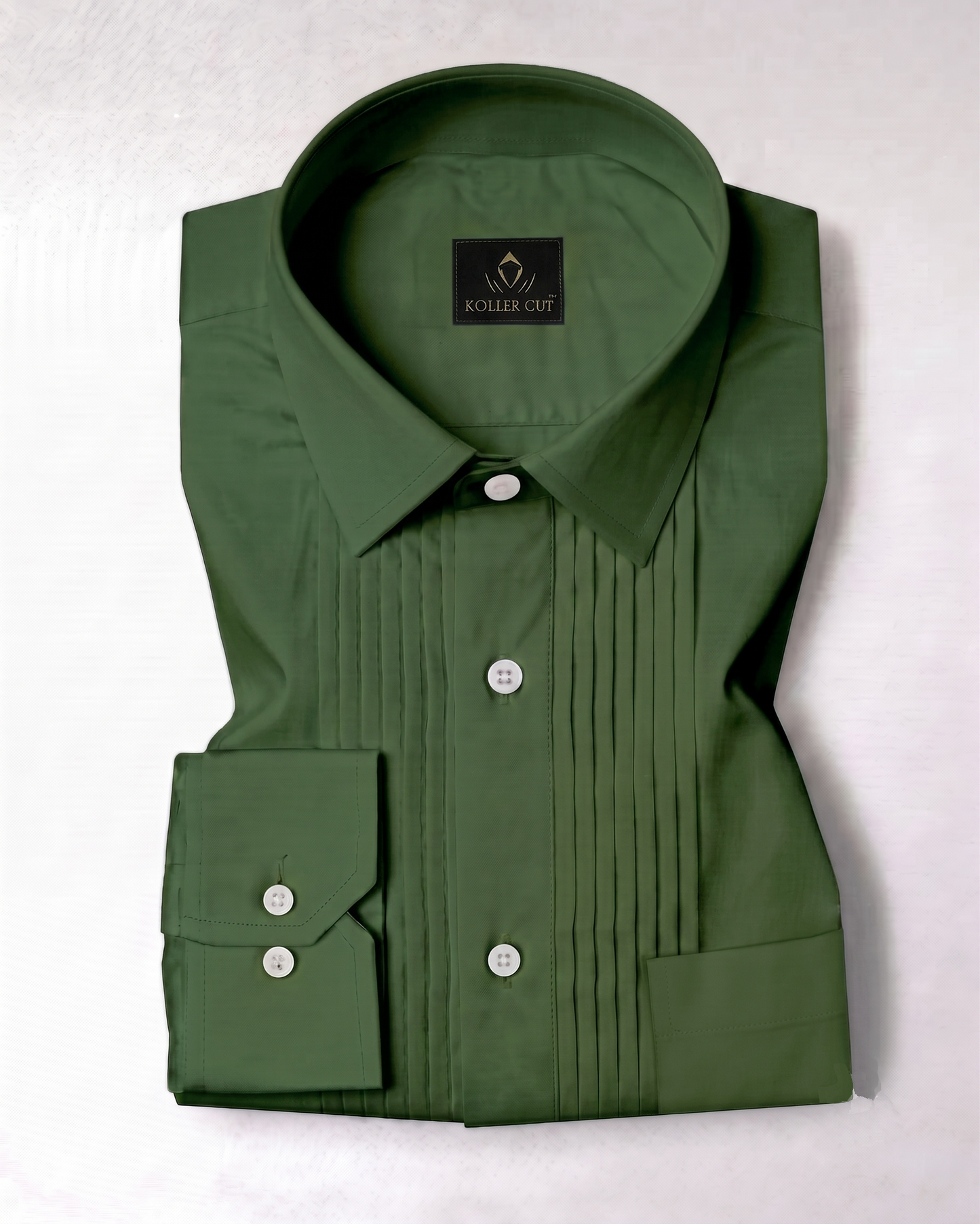 Basil Green Men's Giza Cotton Tuxedo Shirt