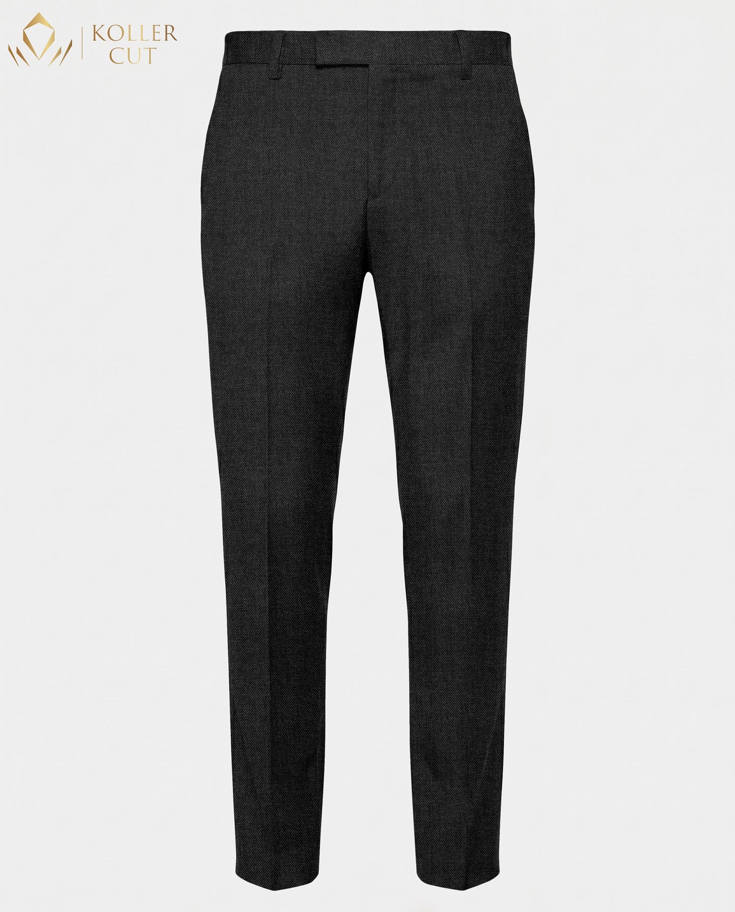 Hematite Gray Wool Blend Slight Stretch Tweed Pant