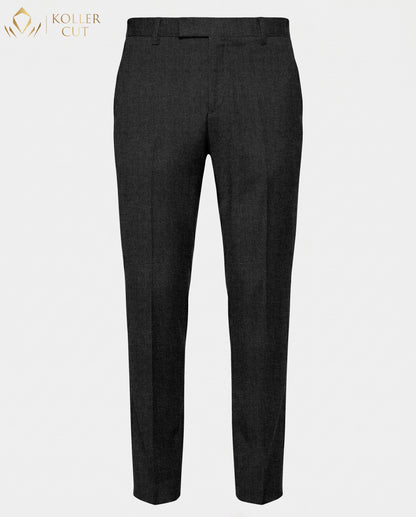 Hematite Gray Wool Blend Slight Stretch Tweed Pant