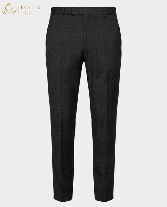 Hematite Gray Wool Blend Slight Stretch Tweed Pant