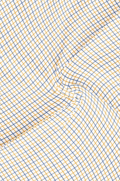 White with  Misted Yellow and Lichen Blue Checks Cotton Shirt