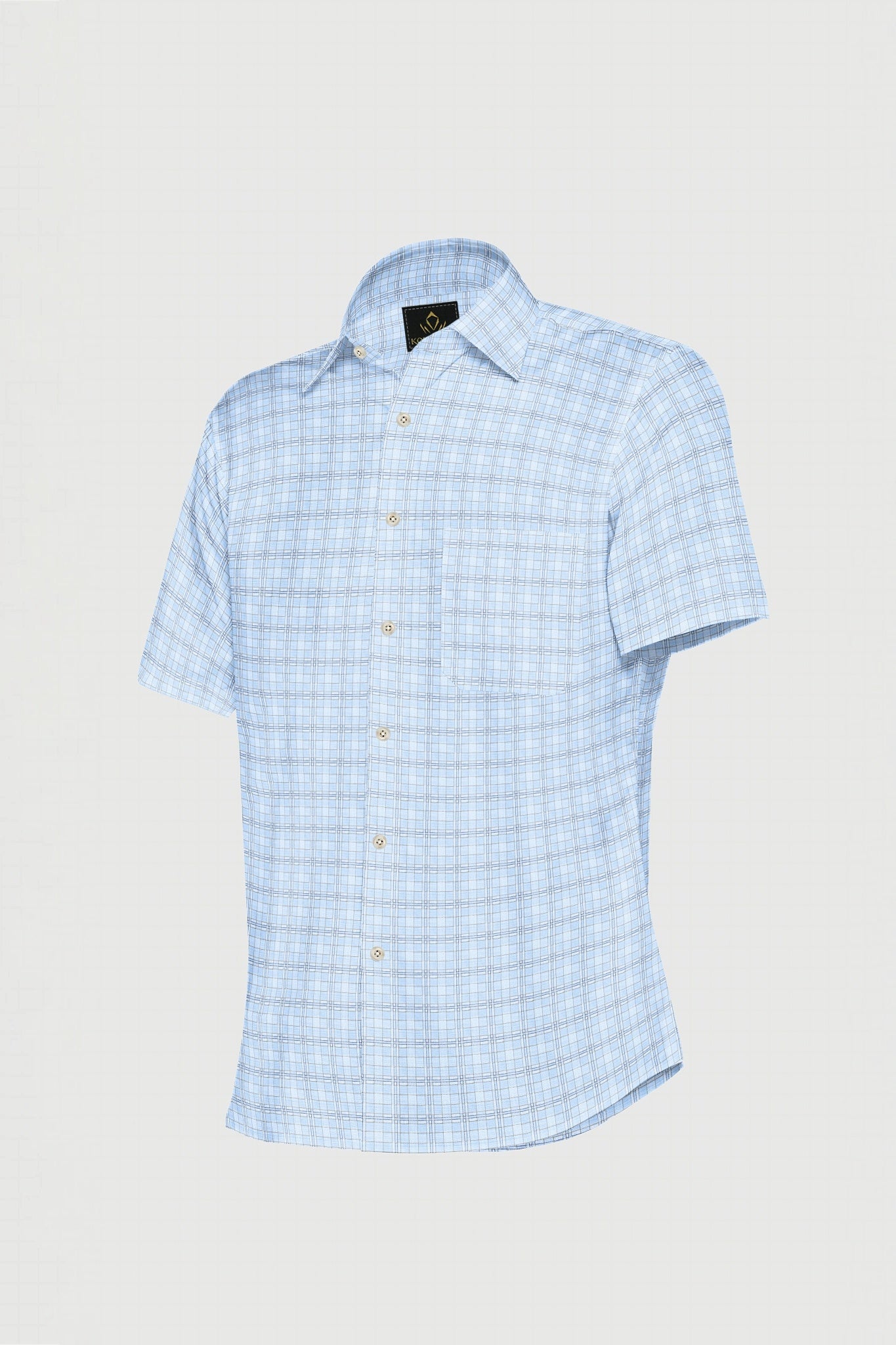 Omphalodes Blue and Monaco Blue Checks Egyptian Giza Cotton Shirt