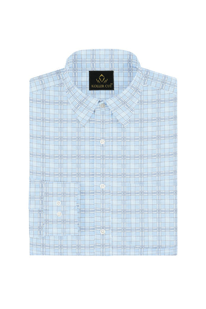 Omphalodes Blue and Monaco Blue Checks Egyptian Giza Cotton Shirt