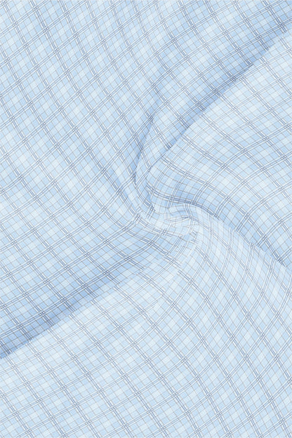 Omphalodes Blue and Monaco Blue Checks Egyptian Giza Cotton Shirt