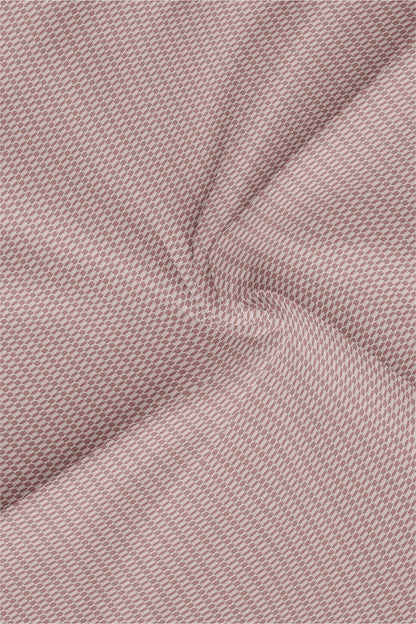 Copper Brown and White Diamond Checks Dobby Textured Print Cotton Shirt