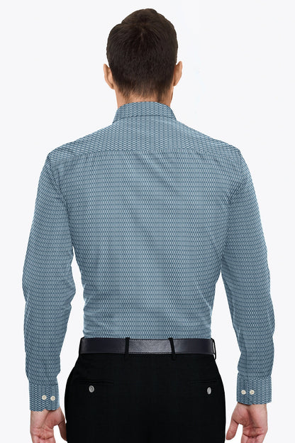 Celestial Blue and White Diamond Dobby Checks Cotton Shirt