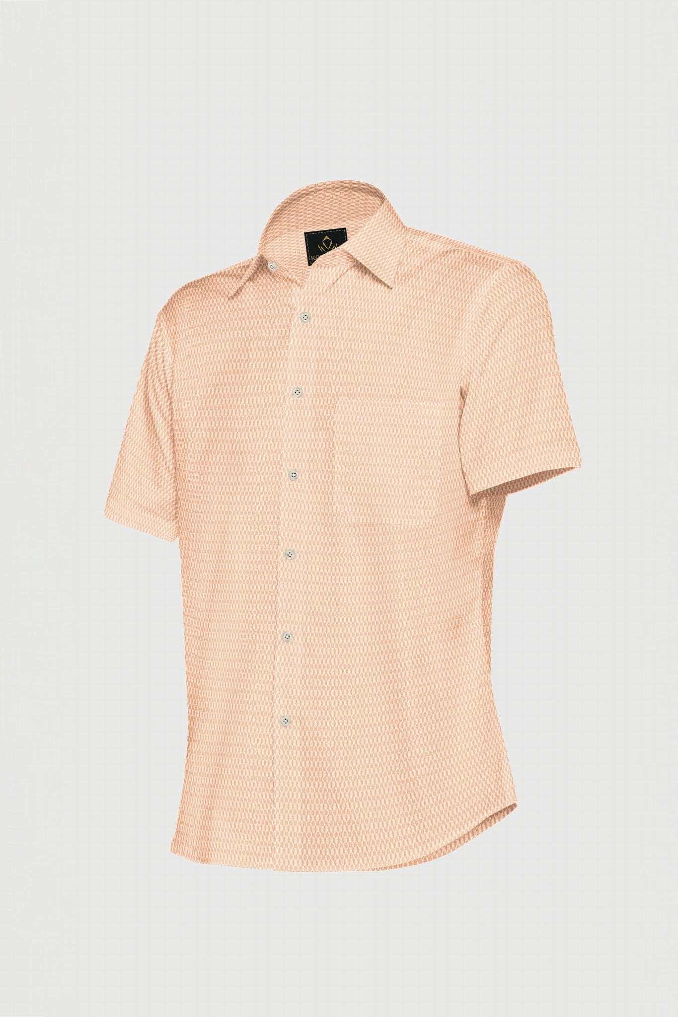 Tender Peach  and White Diamond Dobby Checks Cotton Shirt
