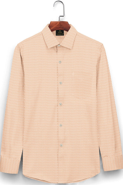 Tender Peach  and White Diamond Dobby Checks Cotton Shirt