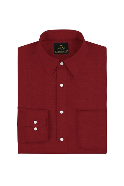 Red Cotton Linen Shirt