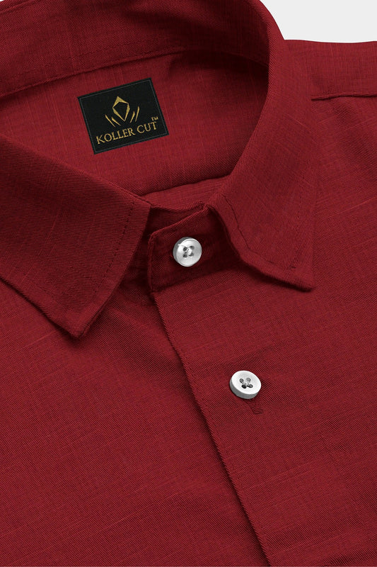 Red Cotton Linen Shirt