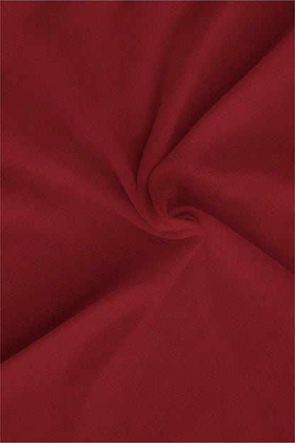 Red Mandarin Collar Cotton Linen Shirt