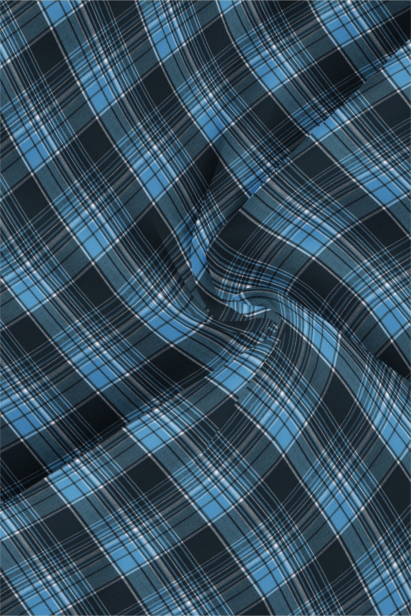 Opal Blue and Dresden Blue and White Checks Cotton Shirt