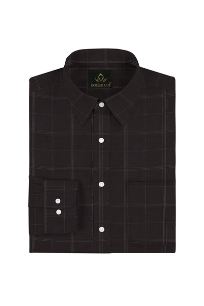 Demitasse Brown and White Checks Premium Giza Cotton Shirt