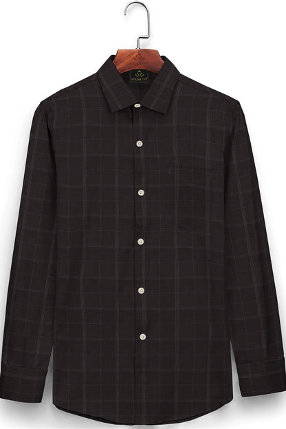 Demitasse Brown and White Checks Premium Giza Cotton Shirt