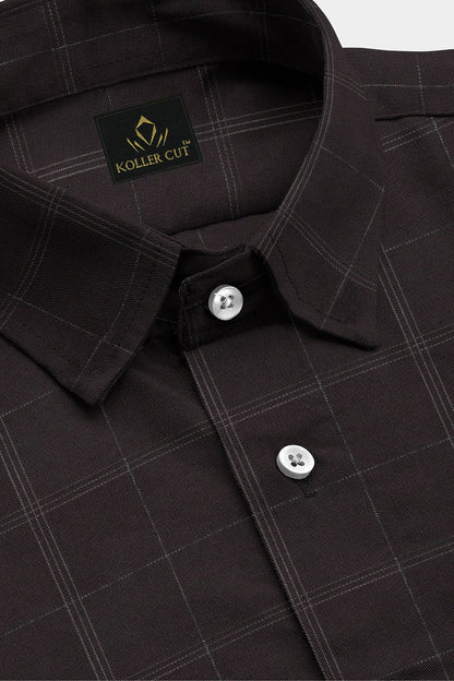 Demitasse Brown and White Checks Premium Giza Cotton Shirt