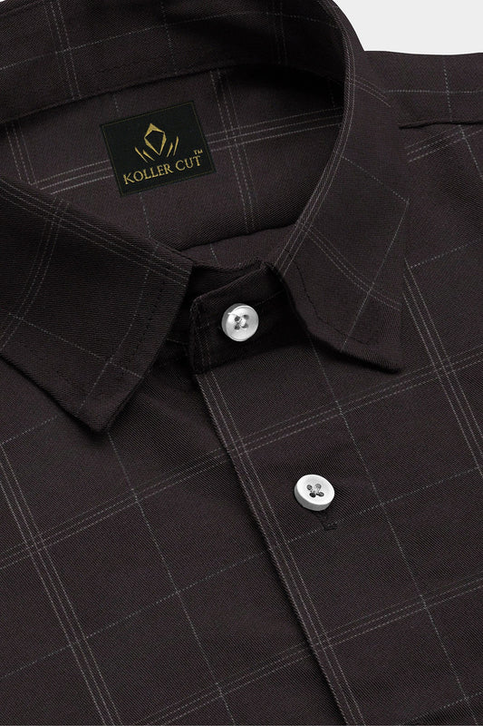Demitasse Brown and White Checks Premium Giza Cotton Shirt