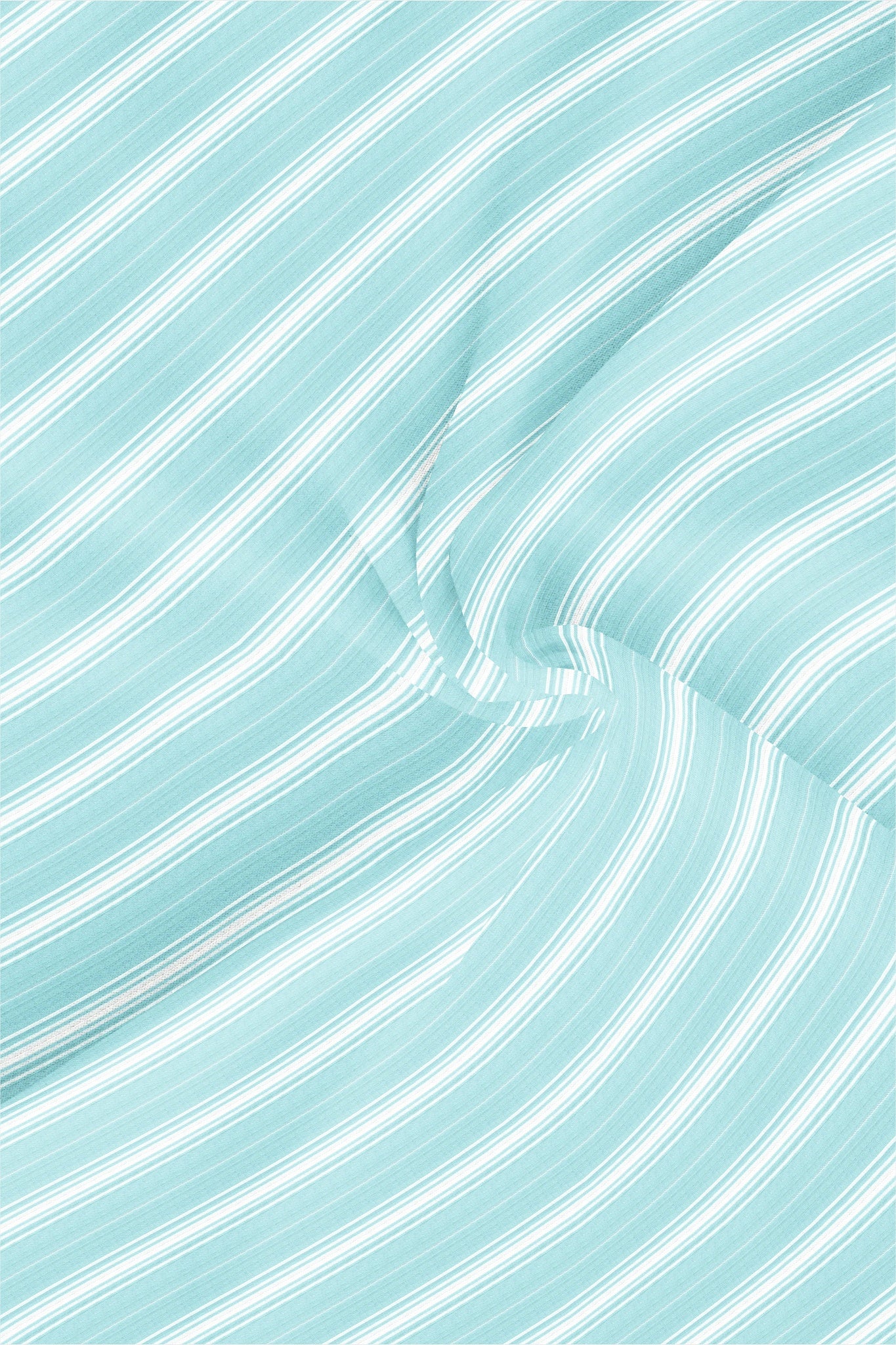 Turquoise Blue and White Stripes Cotton Shirt