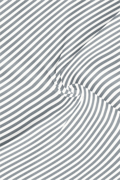 White and Rhino Gray Candy Stripes Oxford Cotton Shirt