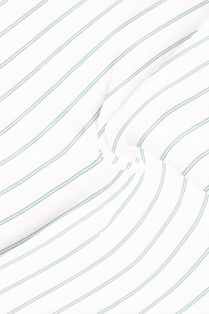 White with Sprucestone Green Oxford Stripes Cotton Shirt