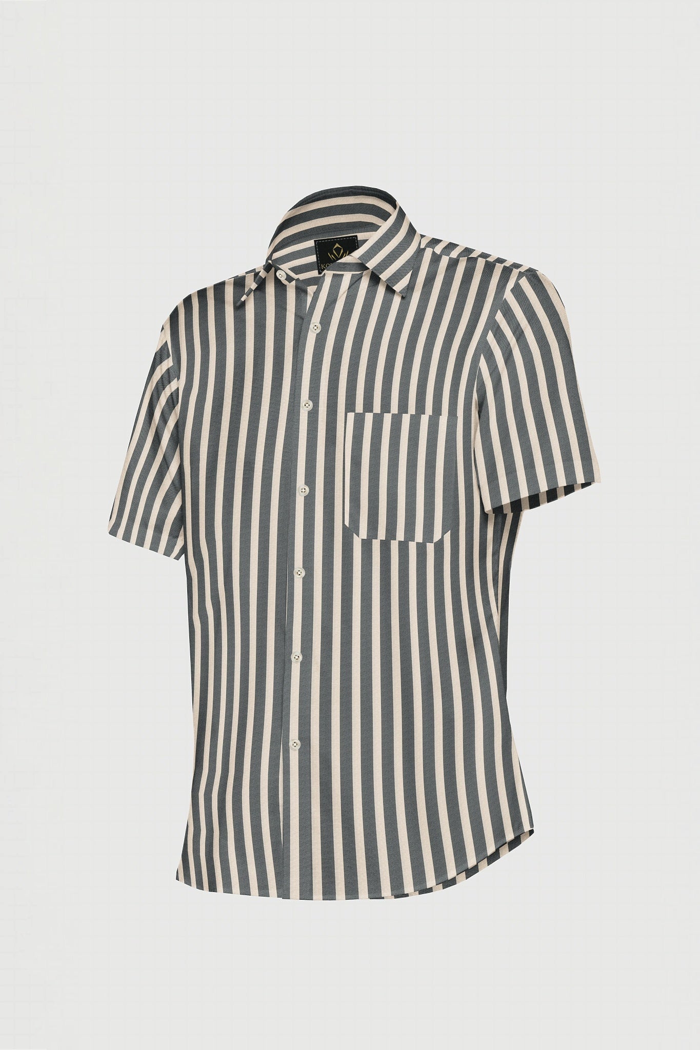 Beige and Jade Black Oxford Stripes Cotton Shirt
