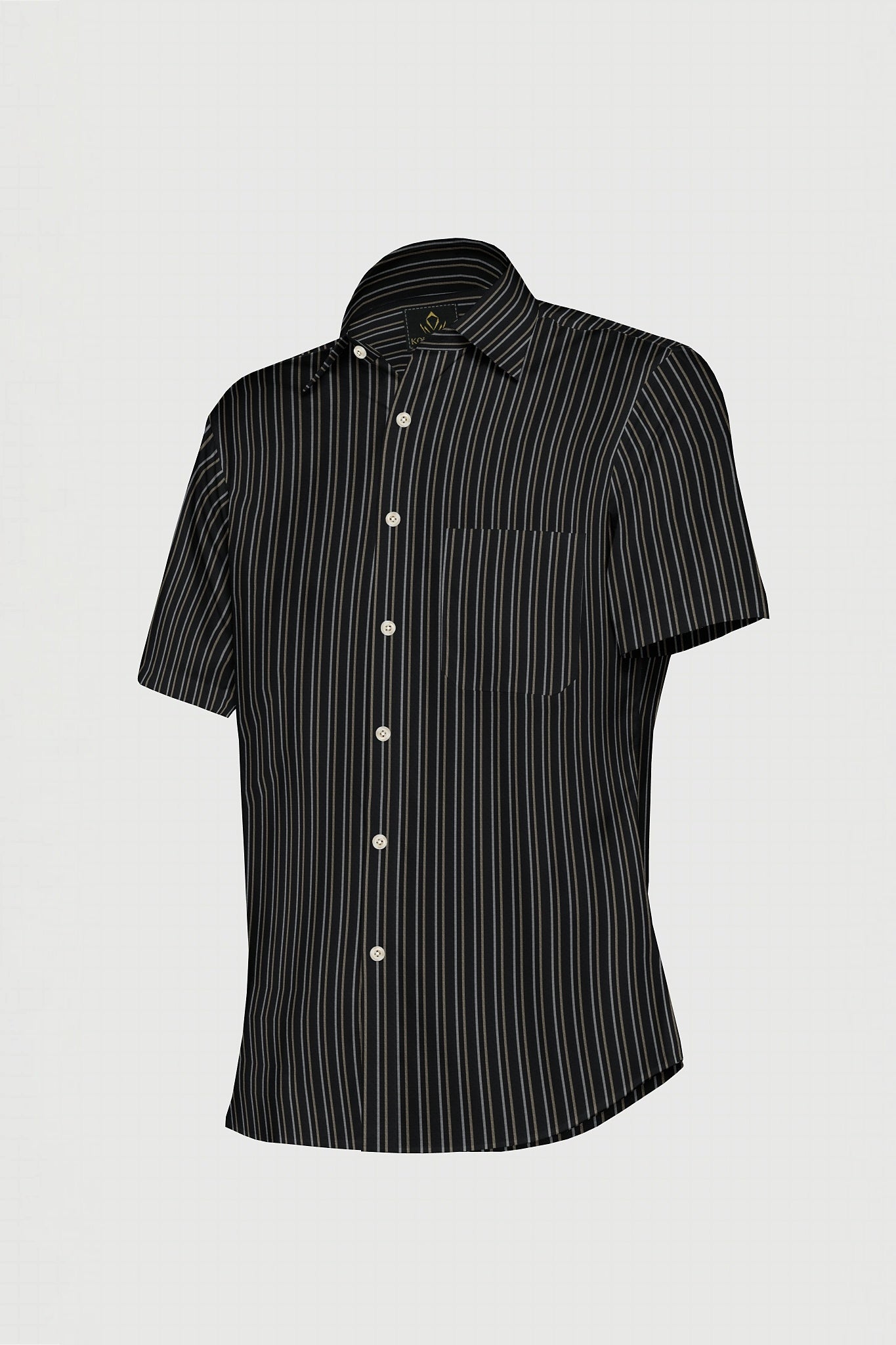 Jade Black with Beige and White Stripes Premium Cotton Shirt