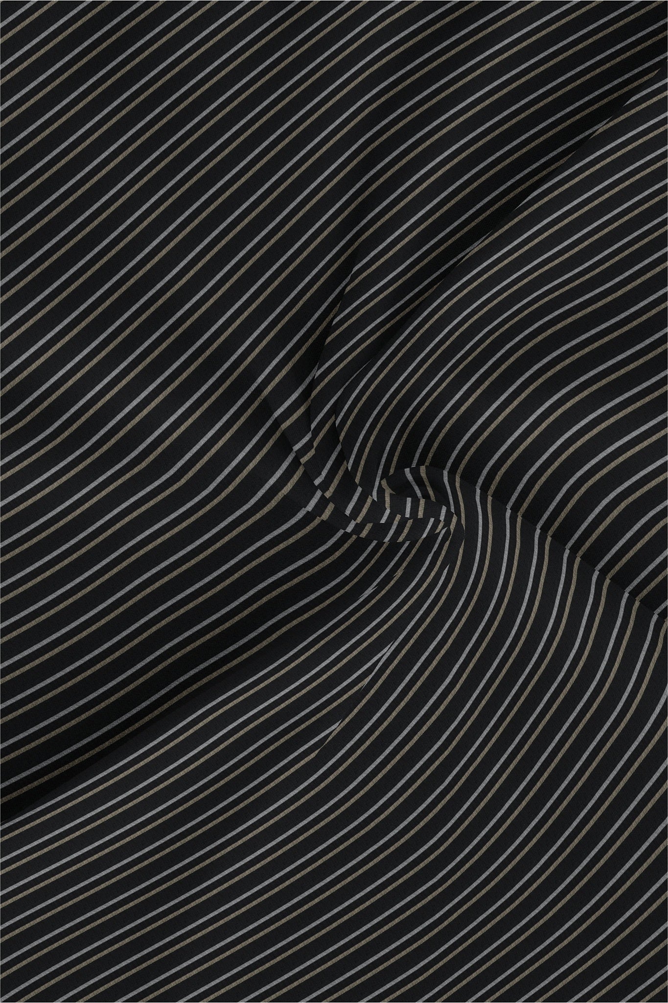 Jade Black with Beige and White Stripes Premium Cotton Shirt