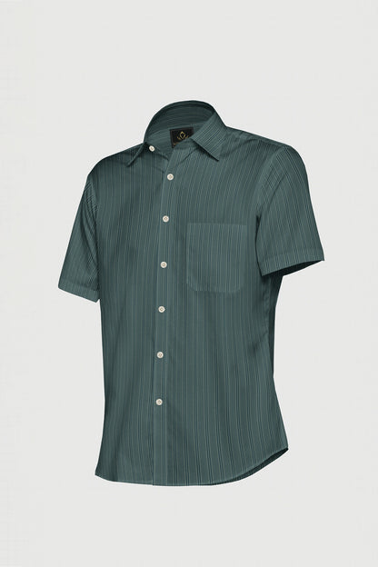 Lyons Blue and Fluorite Green Multitrack Stripes Premium Cotton Shirt