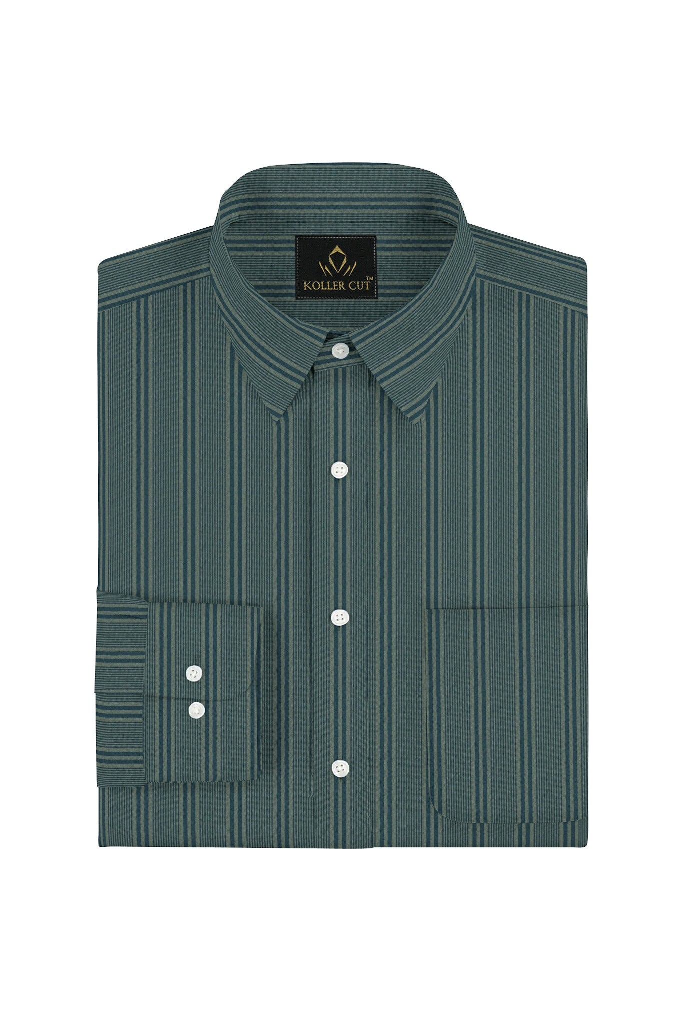 Lyons Blue and Fluorite Green Multitrack Stripes Premium Cotton Shirt