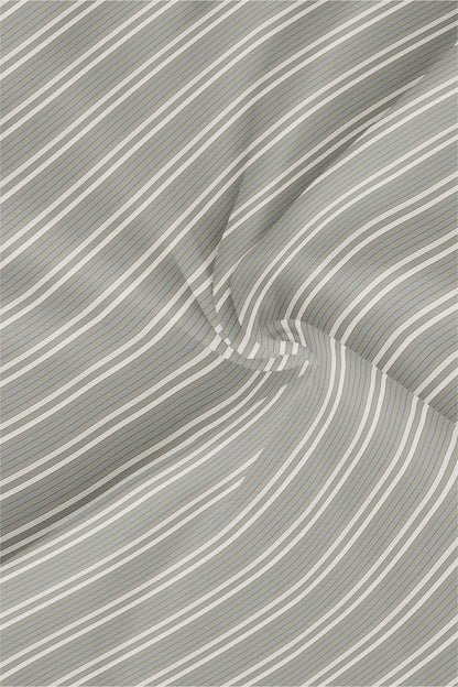 Elm Green with Dolphin Gray and Pristine Cream Stripes Premium Cotton Shirt