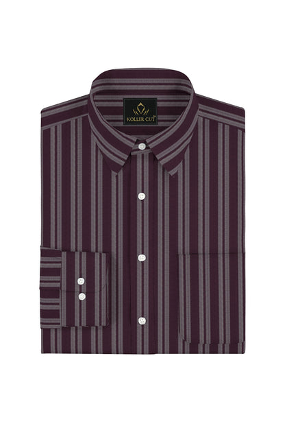 Potent Purple and White Double Stripes Cotton Shirt