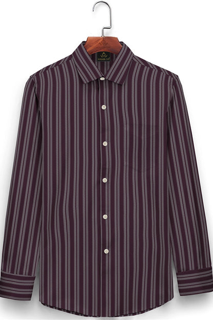 Potent Purple and White Double Stripes Cotton Shirt