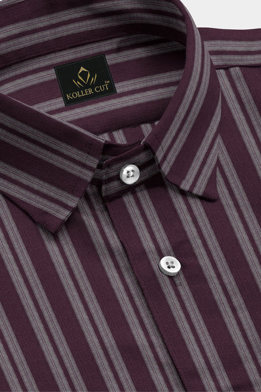 Potent Purple and White Double Stripes Cotton Shirt