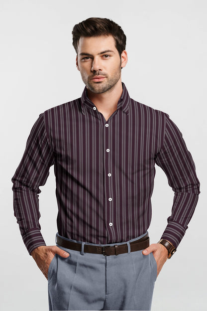Potent Purple and White Double Stripes Cotton Shirt
