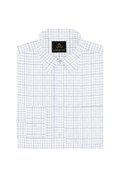 White and Graphite Gray Checks Cotton Linen Shirt