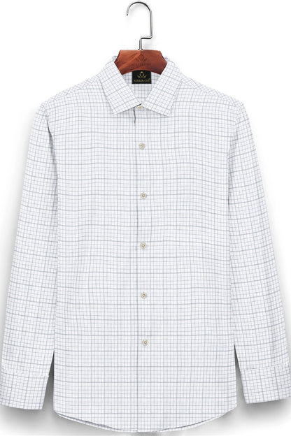 White and Graphite Gray Checks Cotton Linen Shirt