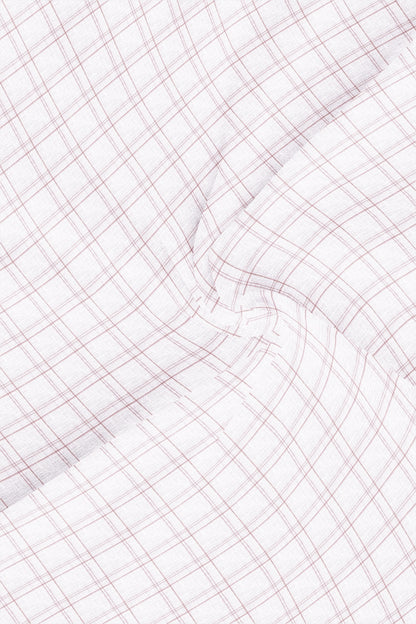 White and Nectar Peach Check Cotton Linen Shirt