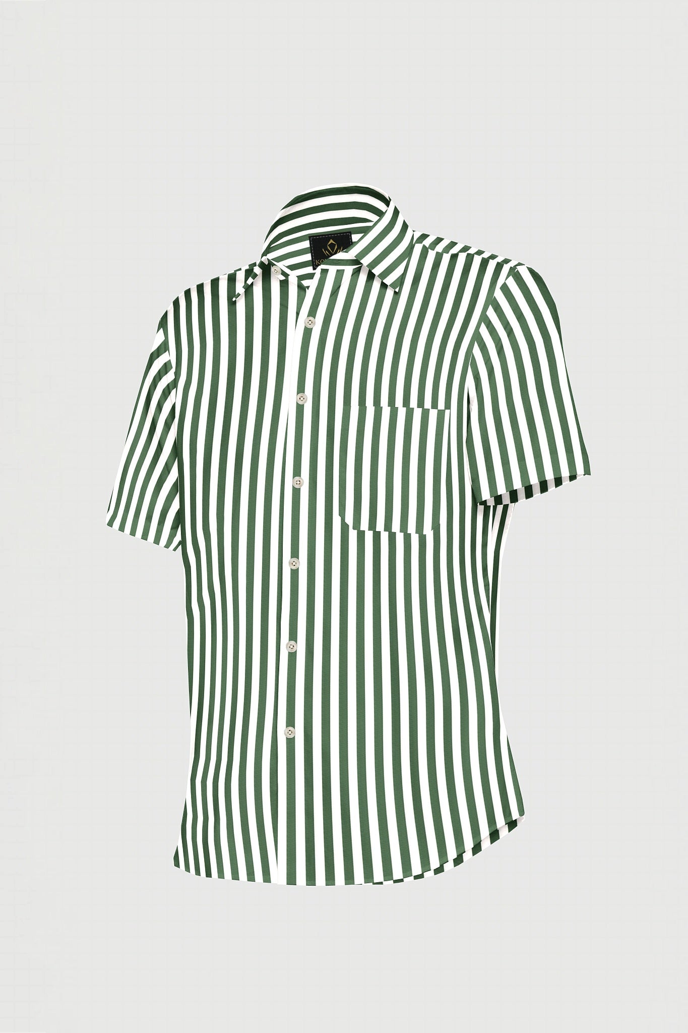 White with Loden Frost Green Candy Stripes Cotton Shirt