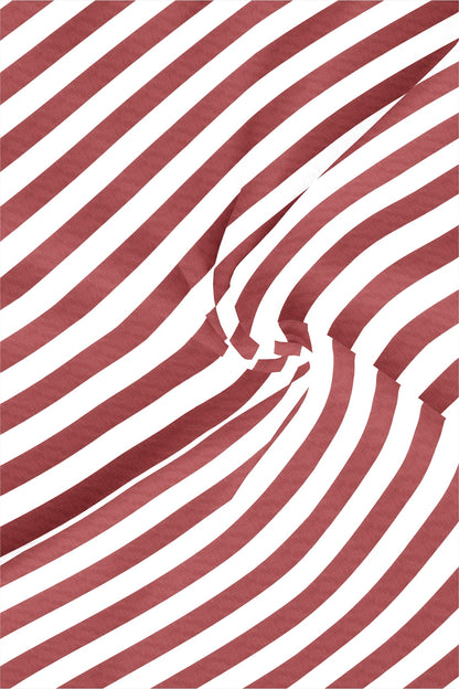 White and Brick Red Awning Stripes Cotton Shirt