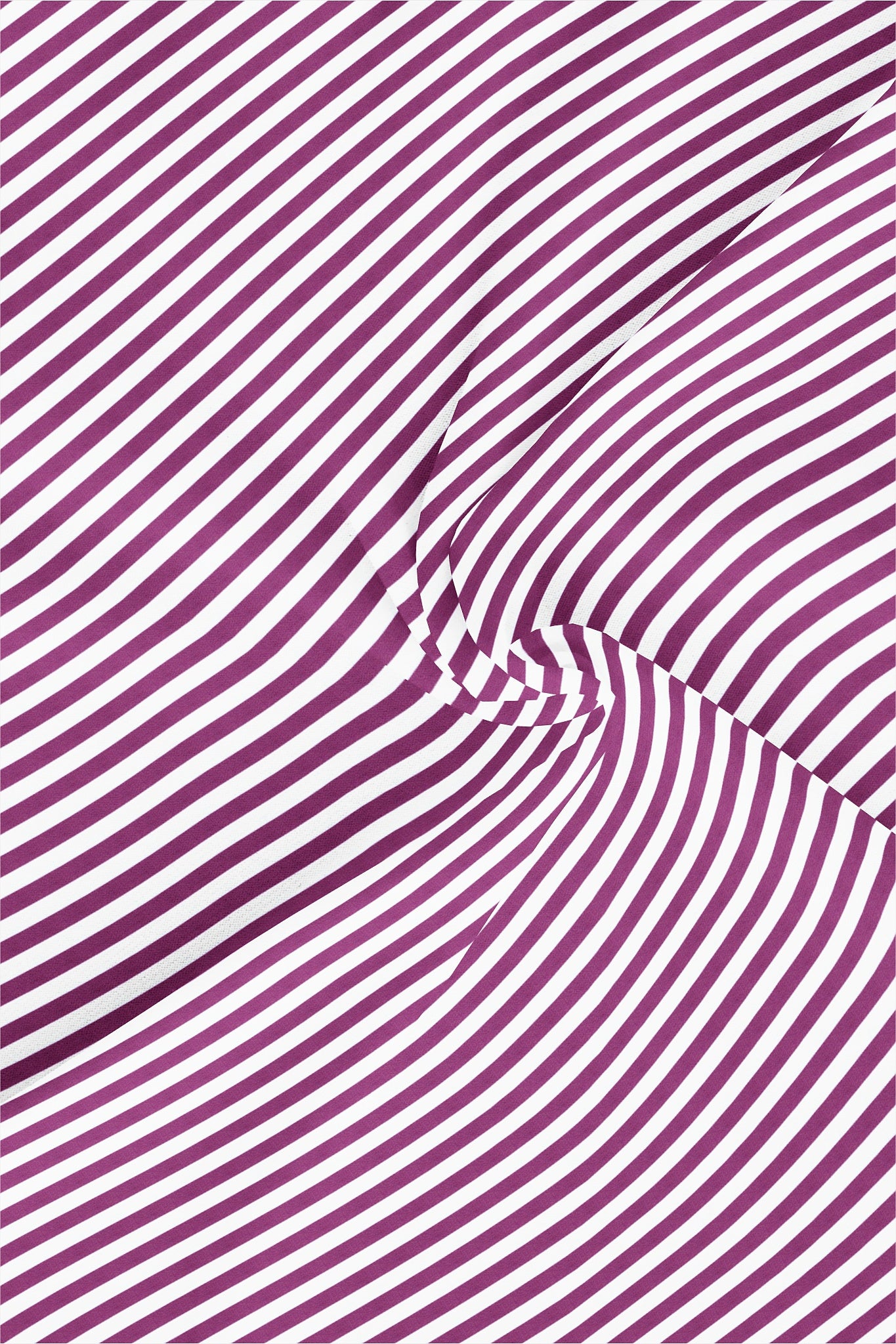 White and Grape Purple Chalk Stripes Mandarin Collar Cotton Shirt