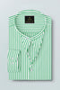 White and Zephyr Green Candy Stripes Mandarin Collar Cotton Shirt