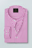 White and Tillandsia Purple Candy Stripes Mandarin Collar Cotton Shirt