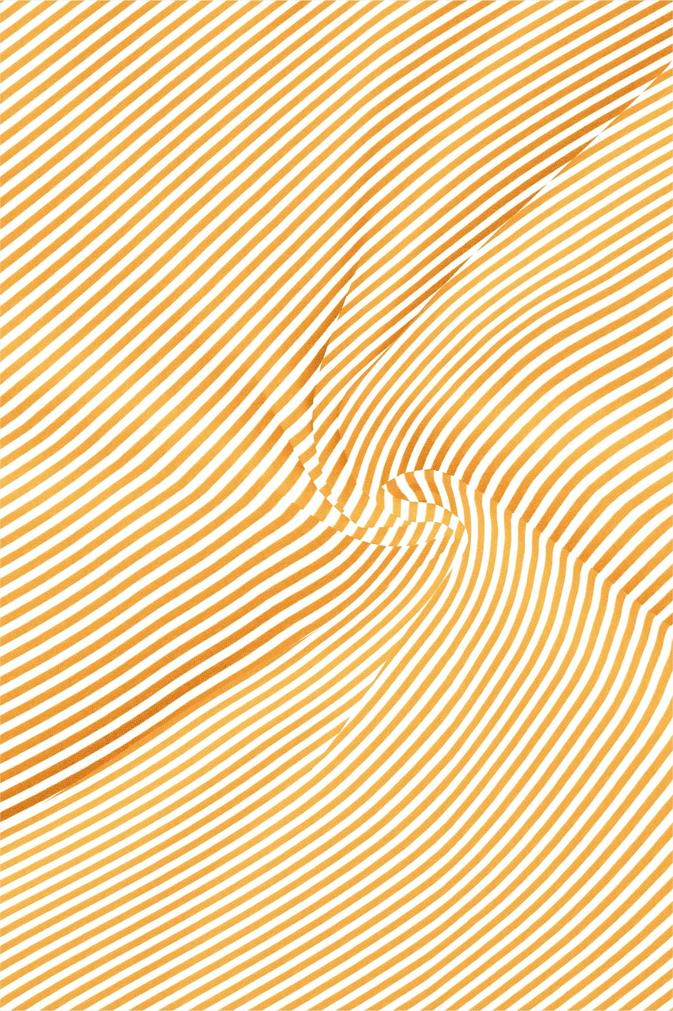 White and Mustard Yellow Candy Stripes Mandarin Collar Cotton Shirt