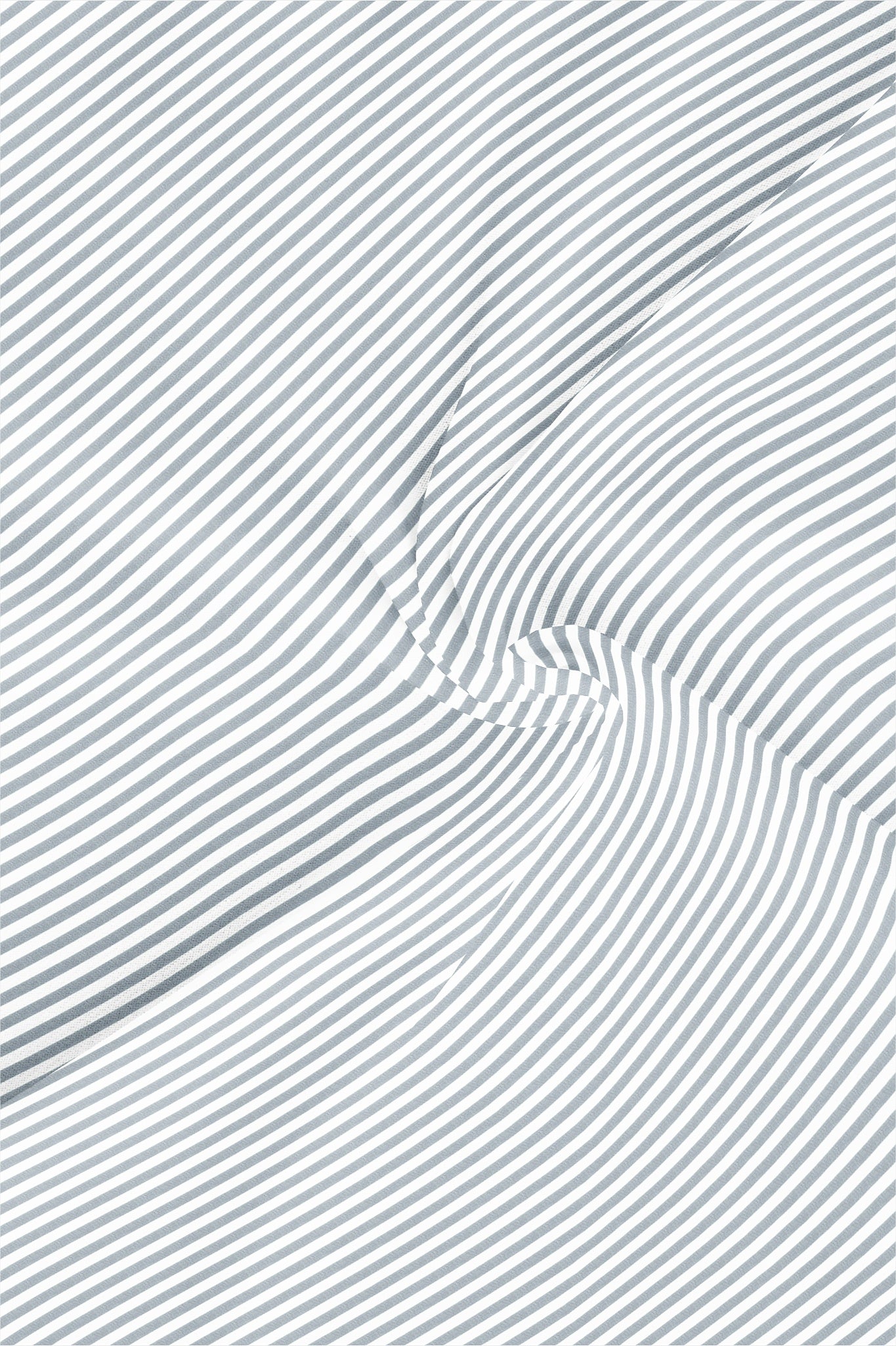 White and Silver Gray Candy Stripes Mandarin Collar Cotton Shirt