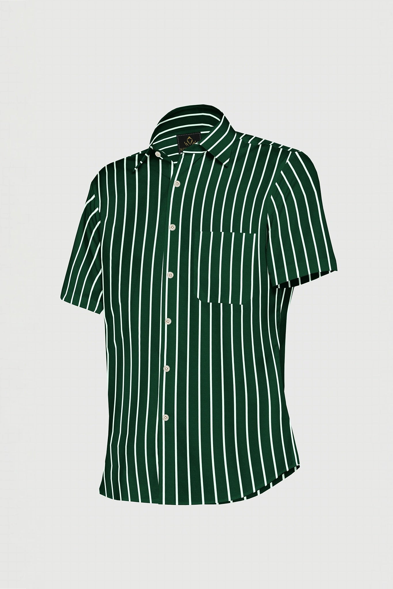 Foliage Green and White Stripes Chalk Cotton Shirt