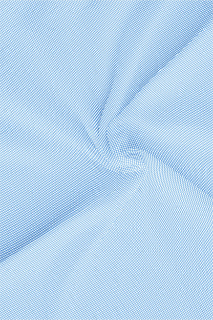 Carolina Blue and Ninja Shuriken Printed Mandarin Collar Cotton Shirt